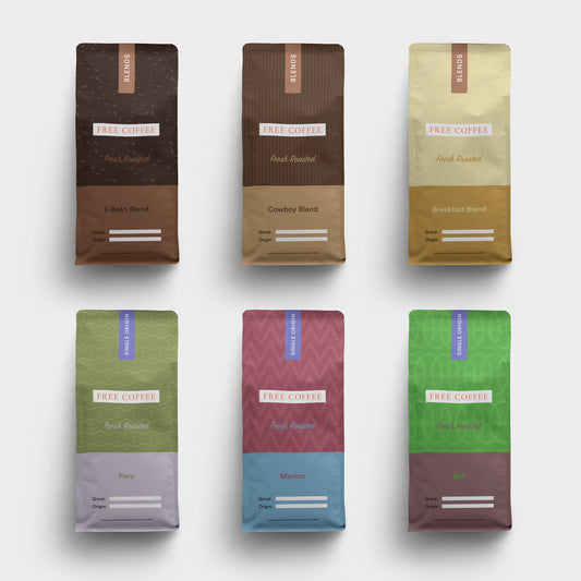 Best Sellers Sample Pack: 6Bean, Cowboy, Breakfast, Peru, Mexico, Bali